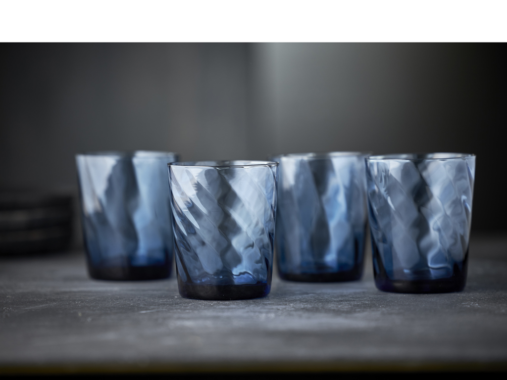 Lyngby Glas Vandglas 30 cl 4 stk i blå, Vienna